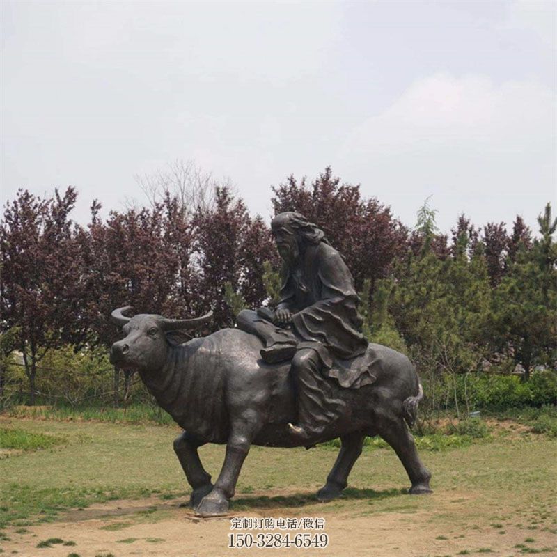 钢铸老子骑牛雕塑 景区牛雕塑优选 老子雕塑装饰精品